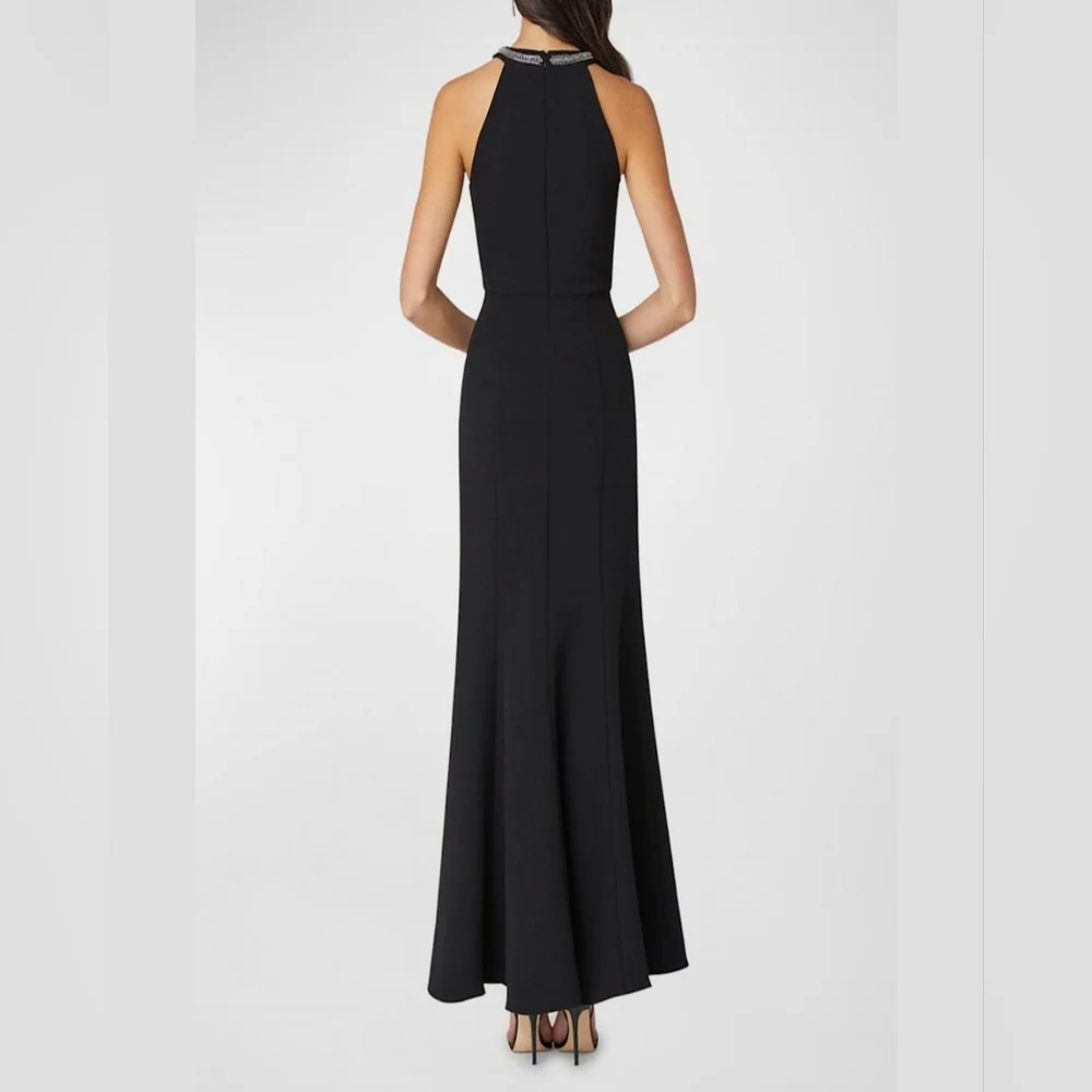 SHOSHANNA Beaded Crepe Elegant Black Evening Trumpet Gown - Size 0 - Picture 2 of 4